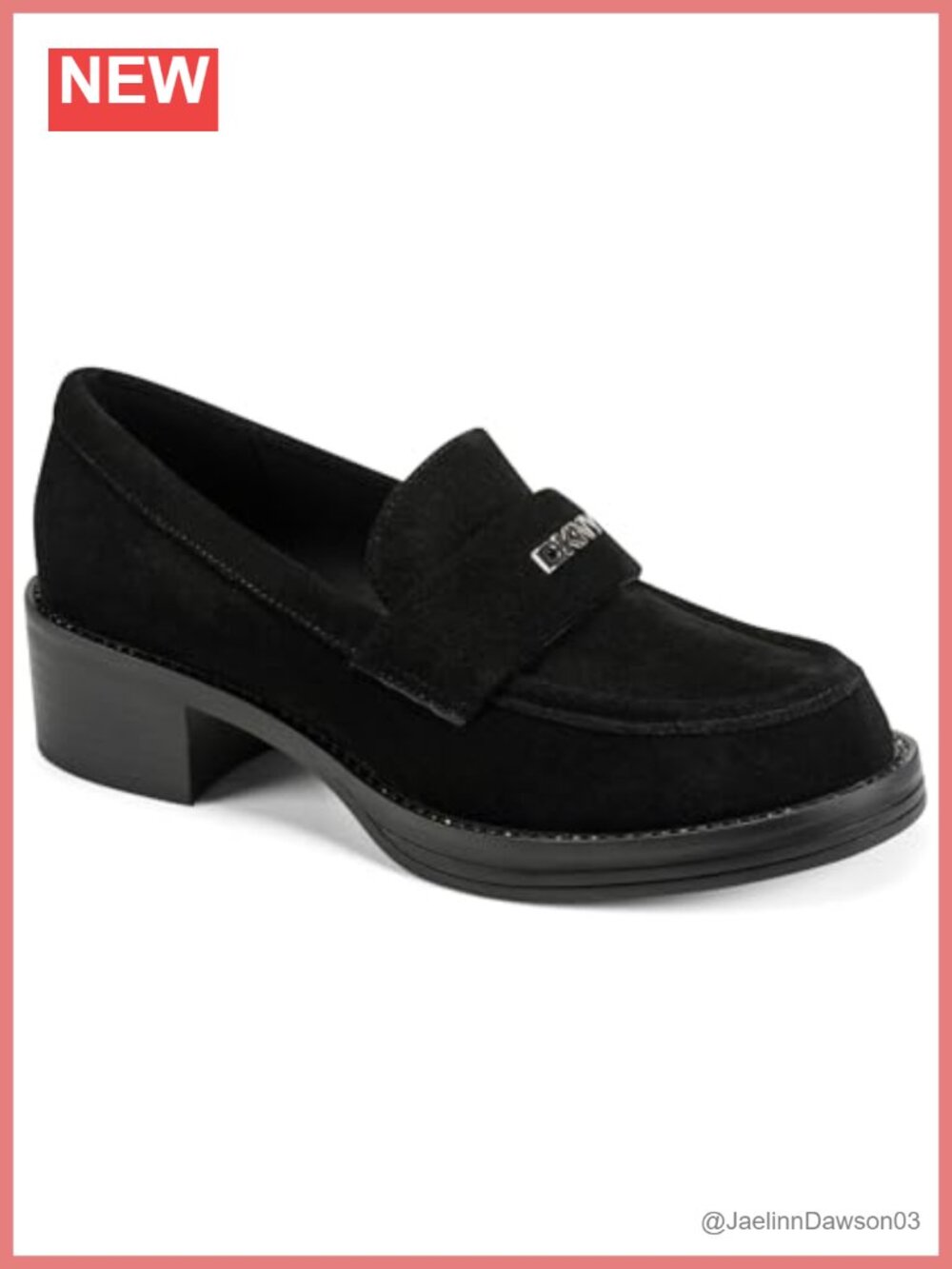 DKNY Women's Heeled Loafer with Round Toe - Block Heel, Pull-On, Comfort Style